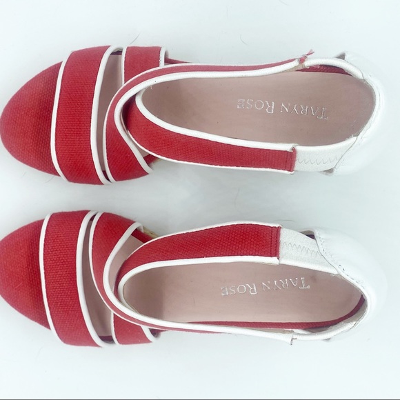 Taryn Rose Like New Red w/ White Trim Rope Wedges - Picture 6 of 9
